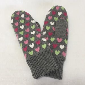 Aeropostale Mittens Fleece Lined Grey Aero Hearts